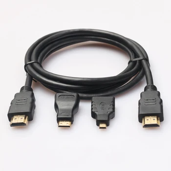 1,5 M 3 în 1 HDMI La Mini/Micro HDMI Cablu Adaptor pentru Nokia N8/Pentru PS4/PC/TV /Mini HDMI, aparat de Fotografiat Digital/Tableta Mini Adaptor HDMI 6507