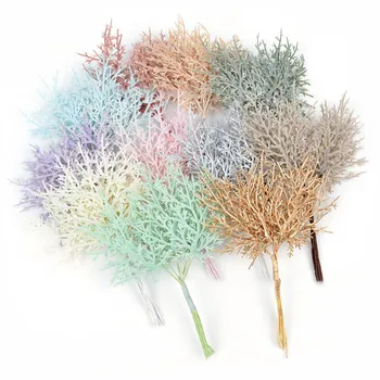 10buc/lot Flori Artificiale Copac de Pin Simulare Îngheț Ramura Buchet de Plastic de Plante Decor Nunta Petrecere DIY Coroană de Crăciun 2460
