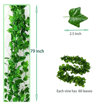 12pcs Artificiale Iedera Verde coroană din Frunze de Plante de Viță de vie Fals Frunze Decor Acasă Ratan din Plastic Șir de Perete Decor Plante Artificiale 2790