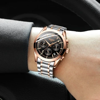 2018 HAIQIN Brand de Lux Mens Analog Cuarț Ceasuri de 24 de Ore Data Ceas de mână rezistent la apă Ceas din Oțel de Afaceri Ceas Barbati Ceas Opri 7031