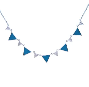 2019 moda de primăvară triunghi email albastru farmec colier de aur placat cu argint culoare pentru femei scurt colier bijuterii de nunta cadou 148521