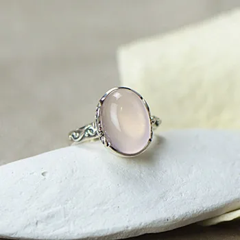 2019 noi S925 argint încrustat naturale cristal roz sex feminin inel Furong piatra femei inel de argint cu modele de sex feminin elegant minimalist 1488