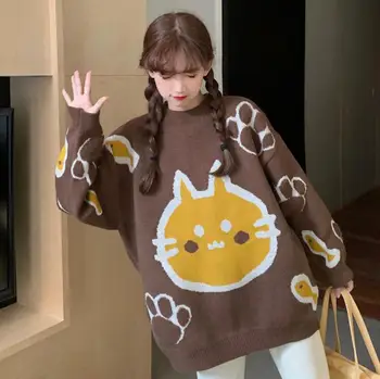 2020 Femei de Iarnă, Desene animate Pulovere coreean Sueter Mujer fashoin O de Gât Maneca Lunga pulover Tricotate Japoneză Jumper Femme p2172 900