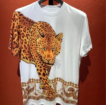 20ss nou brand de moda florale leopard animal print cotton tee pentru barbati 767