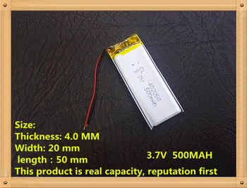 3.7 V baterie litiu-polimer 042050 402050 MP3 voice recorder stereo Bluetooth 500MAH DIY 3751