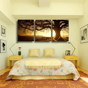 3 Panou Moderne Tipărite Copac Pictura Imagine Cuadros Apus De Soare Panza Pictura Arta De Perete Home Decor Pentru Camera De Zi, Fara Rama 865