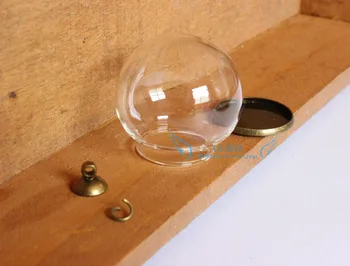 30x20m rotund glob de sticlă & bronz antic baza si capac set glob de sticlă colier set 251