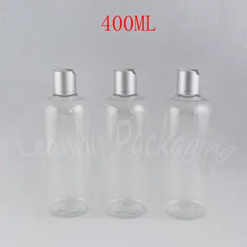 400ML Sticlă de Plastic Transparent Disc Capac de Sus , 400CC Gol Container Cosmetice , Șampon / Loțiune Sub-îmbuteliere (15 buc/Lot ) 4985