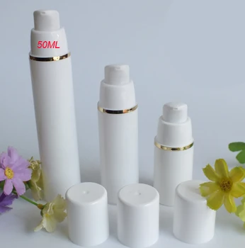 50ml alb airless pompe de vid sticla lotiune cu aur Linie de Cosmetice Recipient de unică folosință, Sticle 2261