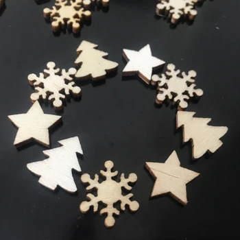 50pcs WoodenChristmas Copac Decoratiuni Fulgi de zăpadă, Stele DIY Ornamente de Crăciun Anul Nou, Decoratiuni de Craciun Set Tip Numărul de Model