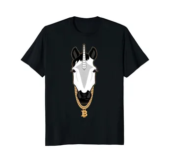 Amuzant Gangster Unicorn Bitcoin T-Shirt Valută Cripto Barbati Camasi Moda 2019 Bărbați Harajuku Hip-Hop Marca Mens Tees 2679