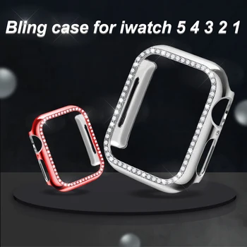 Bling Greu de Cazuri pentru Apple Watch serie 38mm 40mm 42mm 44mm Bara de protecție de Protecție pentru iWatch Seria 6 5 4 3 2 1 Diamant rim caz 5631