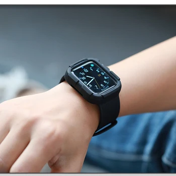 Caz+curea pentru Apple Watch 5 Trupa 44mm 40mm Accesorii Integrate watchband bratara de silicon correa iWatch seria 5 4 40 44mm 2482