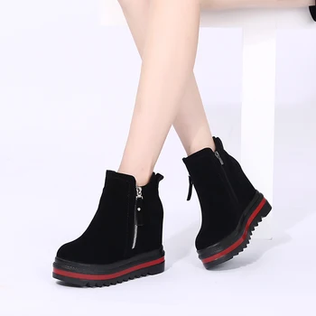 Cizme pentru femei de 8 cm Înălțime Creșterea Platforma Pantofi Femei Toamna Pantofi cu Tocuri Înalte de Pluș Glezna Cizme de Iarna Plus Dimensiune 33-42 475