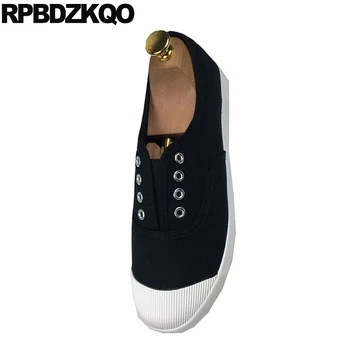 Confort Alunecare Pe Pantofi Pentru Bărbați De Brand De Moda Casual Respirabil Apartamente Pista De Cauciuc Unic Designer Skate Panza De Vară Negru Rotund Toe 1195