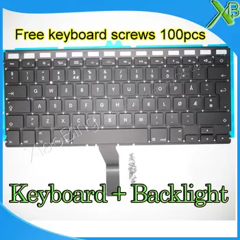 De Brand Nou NU Norway Norwegian keyboard+Iluminare Backlit+100buc suruburi tastatura Pentru MacBook Air 13.3
