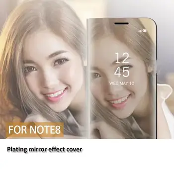 De lux Oglindă imagine Clară Caz pentru Samsung Galaxy Nota 8 Note8 Telefon Acoperire Placare Bază Suport Vertical 3492