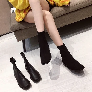 De Vânzare la cald Toamna Glezna Cizme pentru Femei de Moda Negru de Femeie Piele Pantofi Confortabili de Iarnă PU Mari Dimensiuni 35-42 1781
