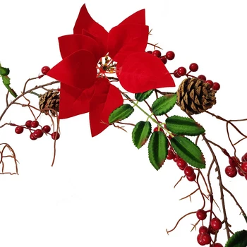 HOT Berry Crăciun Ghirlanda de Flori Artificiale Frunze Roșu Boabe Ușa de Perete Ghirlanda Decor pentru Crăciun Petrecere de Nunta 5579