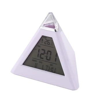 LED Ceas Digital Forma de Piramida Schimba Temperatura de Culoare Data de Afișare Pentru Acasă TB Vânzare 6311