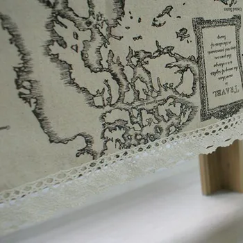 Lenjerie de pat din bumbac Harta Lumii Imprimarea față de Masă, Masă de Acoperire cu Dantela Creative Model de Pânză de Textile Acasă Decor 4661