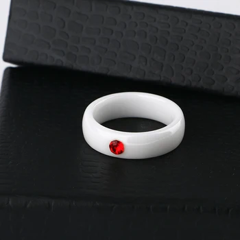 Moda Alb-Negru Inele Din Ceramica Cu 1 Cristal Roșu Buna Sănătos Material Hipoalergenic Pentru Femei Lady Trendy Bijuterii Cadouri 107