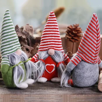Moș Crăciun Pălărie Cu Dungi De Vacanță Figurine Ornament Suedeză Papusa De Plus Masa De Iarna Decoratiuni De Craciun Pandantiv 129622