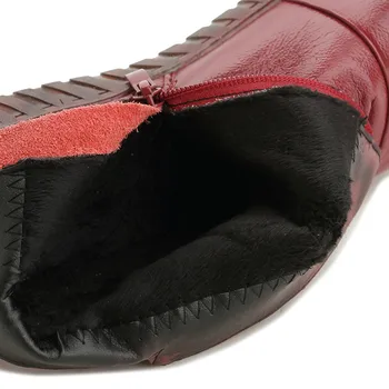 MVVJKE Noi Femei Cizme de Iarna din Piele Pantofi de Înaltă calitate, Scurt de Pluș în Interiorul Mâinile Cusut Fermoar Design Plat cu pantofi 996
