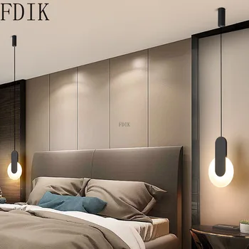 Nordic Acrilice Lumina Pandantiv Creative Noptiera Dormitor Living de Fundal LED-uri Lampă de Agățat Modern Decor Acasă Net Iluminat Roșu 1486