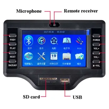 Noul LCD de 4.3 Inci o Bluetooth Receptor Decodor MP4/MP5 Decodare Video DC12V 2.1 Amplificator de Bord 50Wx2+100W 2088