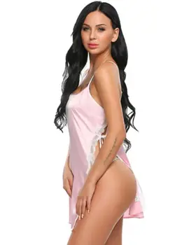 Porno Femei Sexy Lenjerie De Mătase, Cu Dantelă-Up Hot Erotic Babydolls Halat Rochie Mini Lenjerie Cămașă De Noapte Pijamale 1355