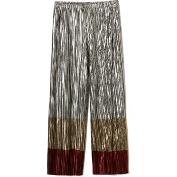 Reflectorizante pantaloni femei Miyake plisate primăvară și de toamnă de potrivire de culoare de acoperire de înaltă talie direct largi picior sălbatice pantaloni casual 773