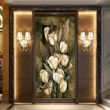 Wellyu Personalizat mari fresce Europene retro white tulip picturi în ulei pridvor fundal tapet non - țesute papel de parede 4136