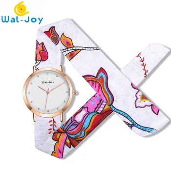 WJ-9019 Wal-Bucurie Stras Lux Cuarț Ceas de mână Bohemia Ceas Femei Floare Material Curea Ceasuri Pentru Femei Rochie Cadou reloj 22