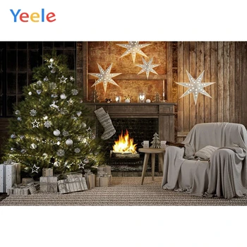 Yeele Crăciun Fundal Copac Vatră De Foc În Interior Petrecere De Aniversare Pentru Copii Personalizate Vinil Fotografie De Fundal Pentru Studio Foto 5985