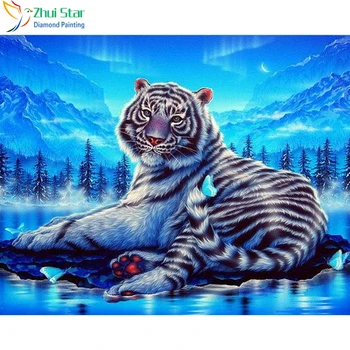 Zhui Stele 5D DIY complet Piața de foraj de Diamant desen cruciulițe Pădure tigru Stras Diamant broderie Mozaic decor cadou 2970