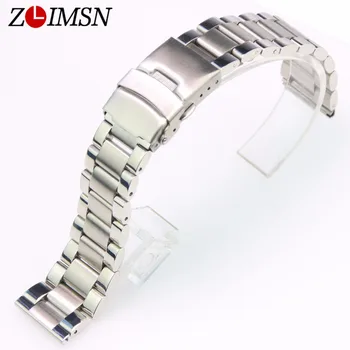 ZLIMSN Curea de Ceas Argintiu Mens Watchbands Pur Solide din Oțel Inoxidabil Catarama 3 LINK-uri de Bandă Ceas Bratari 18mm 20mm 22mm Relogio 1452