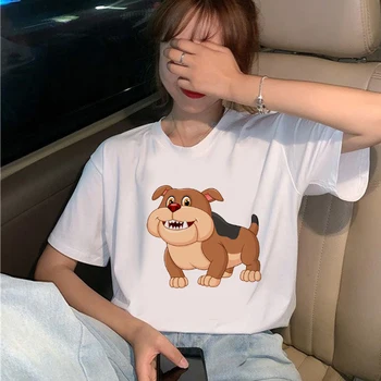Moda câine de desene animate Harajuku grafic t-shirt Femei t-shirt kawaii caini pe strada t-shirt cu maneci scurte ropa mujer