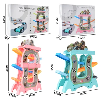 Urmăriți Jucarii Copii DIY Distractiv de a Urmări Planor Jucărie Puzzle Desktop Inerție Lupta 4/6 Straturi Aluneca Parcare Mașină de Jucărie Set Cadou pentru Copii