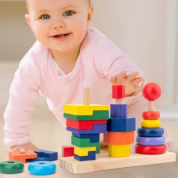 Lemn Montessori Jucărie Blocuri de Învățare Timpurie Jucarii Educative Forma de Culoare Meci de Jucărie pentru Copii pentru Băieți și Fete Cadou de Crăciun