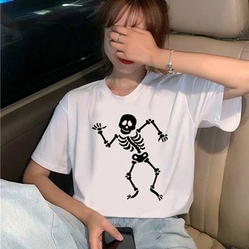 2020 Fashion Graphic T-shirt Femei'sCasual Vara T-shirt și Top 90 de Imprimare Harajuku Dans Craniu Kawaii T-shirt