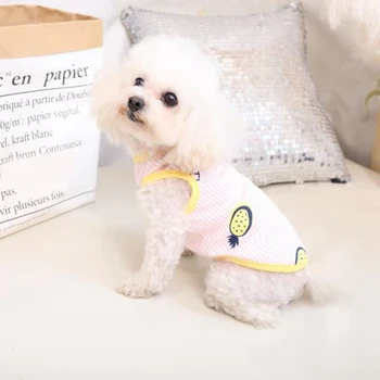 Animale De Companie Câine Haine Cu Dungi Ananas Model Imprimat Moda Drăguț Câine Vestă Respirabil, Confortabil, Durabil Câine De Companie Haine