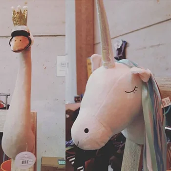 Cap de Animal Decor de Perete Unicorn Swan Păpușă Jucărie Umplute pentru Copil Fata de Copii Pepinieră Cameră Decor Agățat de Perete de Montare Cadou de Ziua de nastere